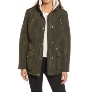 Michael Kors quilted water resistant jacket coat moss green size small